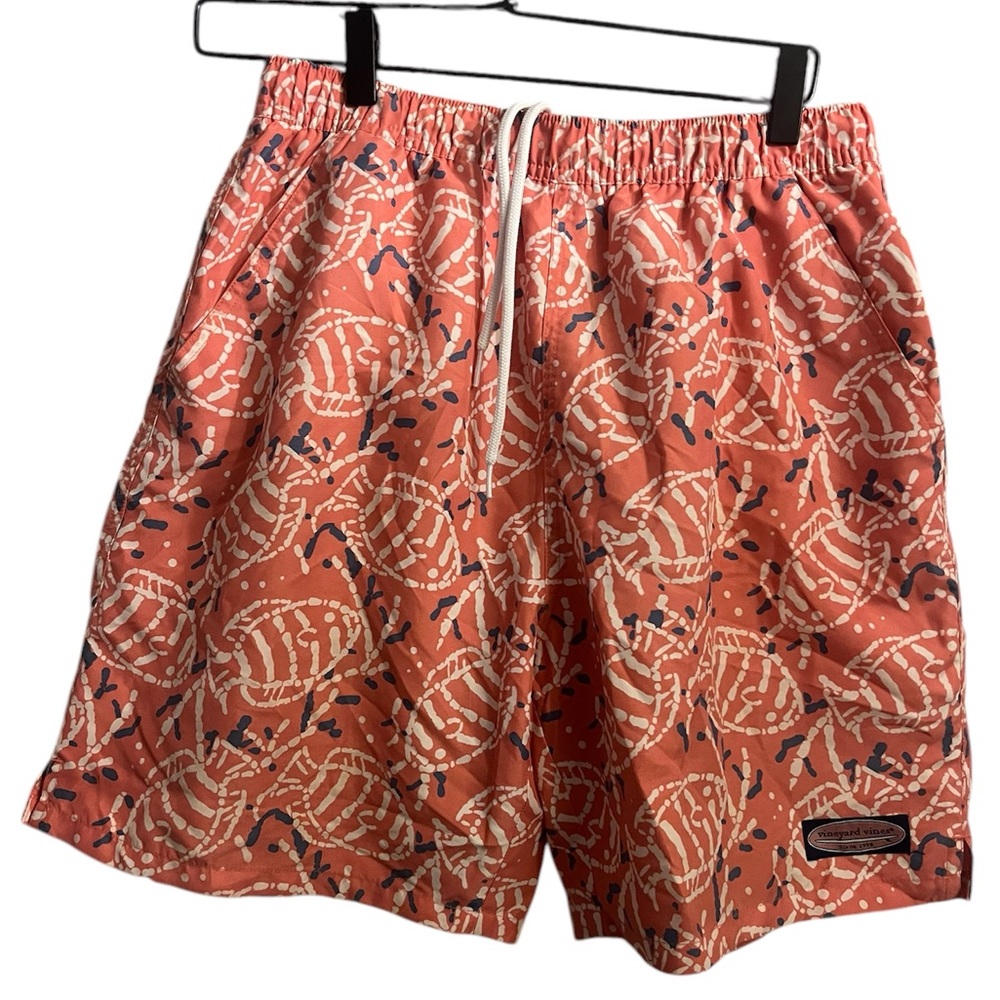 Men’s  VINEYARD VINES Coral White Fish Print  Swim Trunks Size Small